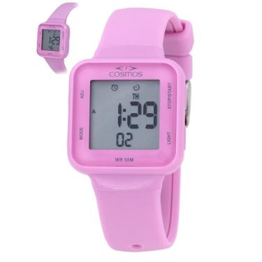 Imagem de Relógio Cosmos Feminino Ref: Os48881l Digital Retangular Rosa