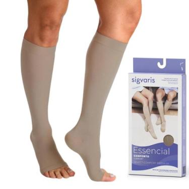 Imagem de Meia de Compressão 3/4 Panturrilha 20 30 mmHg Ponteira Aberta Premium 