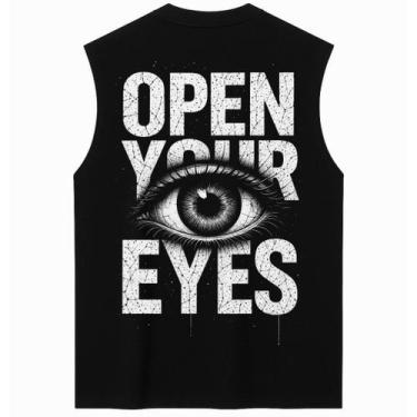 Imagem de Regata oversized preta open your eyes - after - After®, Preto, P