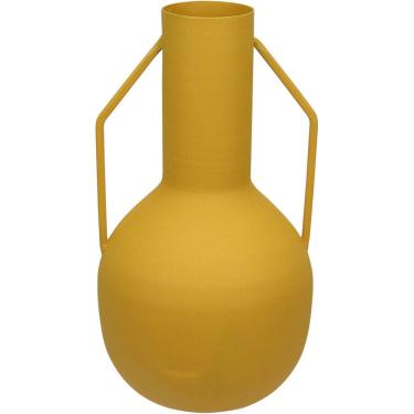 Imagem de VASO DECORATIVO ENFEITE PLANTA APARADOR GARRAFA METAL 20x11x11cm AMARELO