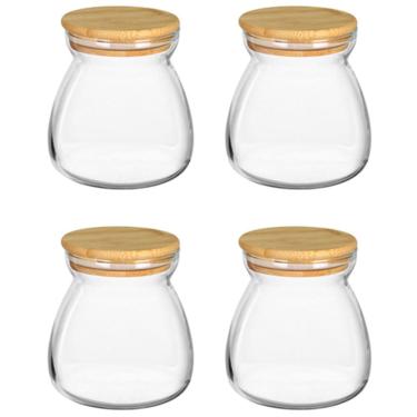 Imagem de KIT 4 POTES MANTIMENTOS HOME&CO COM TAMPA BAMBU BOROSSILICATO 650ml 11x8x8