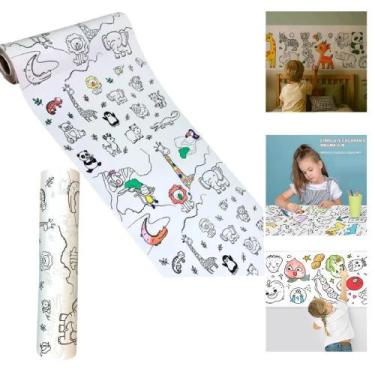 Imagem de Bobina papel colorir desenho pintar adesivo rolo 3 metros destacavel i