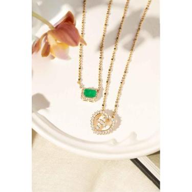 Imagem de Escapulário Fusion Esmeralda e Coração - Banho Ouro 18k - Zilver