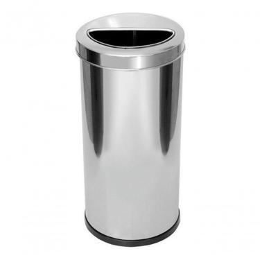Imagem de Lixeira Inox 50 Litros com Aro Meia Lua 50L em Aço Inox com Bandeja Interna para Líquidos Inox