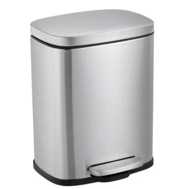 Imagem de Lixeira Inox Retangular com Pedal 12L Acabamento Escovado em Aço Inox com Cesto Interno Removível Prata
