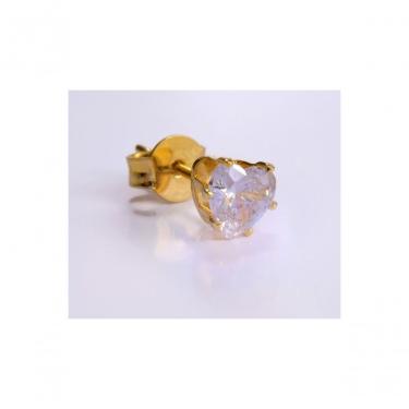 Imagem de Brinco Zircônias De Coração Grande Banhado Em Ouro 18k [f027]