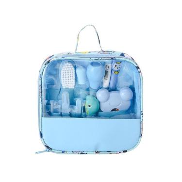 Imagem de Kit Higiene para Bebê Kit 13 Cuidado Recém Nascido Essencial 13 Peças Azul e Rosa com B...