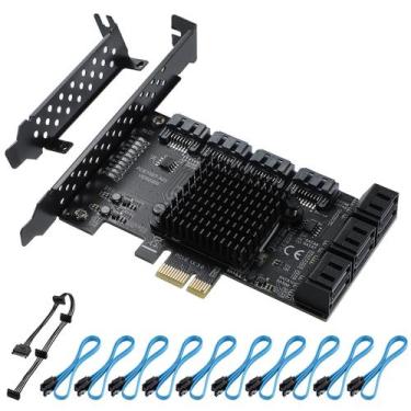 Imagem de Placa controladora YBBOTT PCIe 10 portas SATA 3.0 com 10 cabos