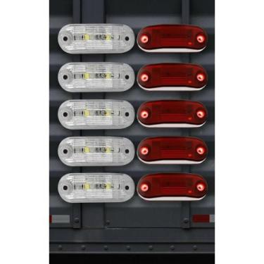 Imagem de Kit 8 Leds Teto Van Caminhão Placa Bivolt Cristal/Vermelho - Congratul