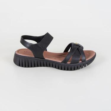 Imagem de Sandália Usaflex Plataforma Couro Com Elástico Ud11012 Preto, Preto, 0