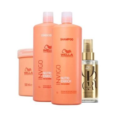 Imagem de Kit Wella Nutri Enrich - Sh 1L e Cond 1L e Másc 500 ml e Óleo 100 ml -