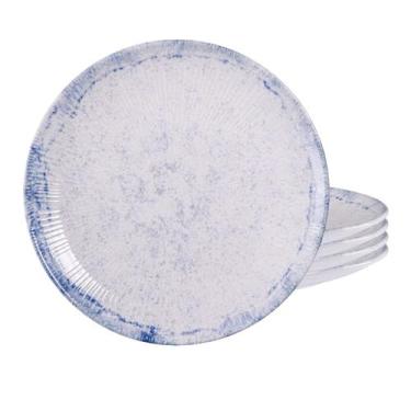 Imagem de Jogo De Pratos Rasos 28cm Kit 4 Peças Maragogi Porcelana Decorada Tram
