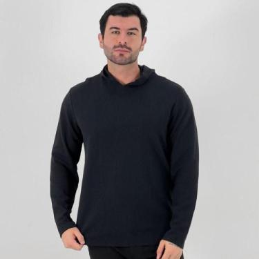 Imagem de Camiseta Hering com Capuz Manga Longa Masculina, G, Preto