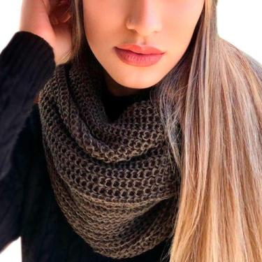 Imagem de Cachecol gola lã feminina masculina maxi tricot duas voltas - Fonte, M