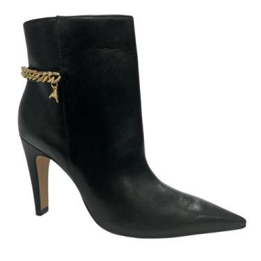 Imagem de Bota Carrano Feminina Salto Fino Preta Couro, 36, Black