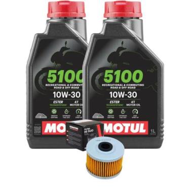 Imagem de Kit 2 Litros Óleo de Motor Motul 5100 4t 10w30 Semi Sintético + Filtro