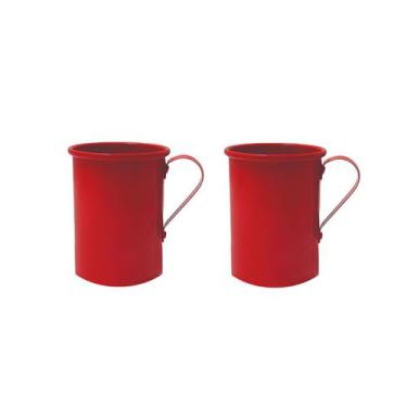Imagem de Caneca de Aluminio Vermelha Chopp Drink Capucino Retro 2un - VULCAO