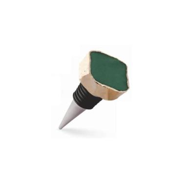Imagem de Rolha Para Bebidas Pedra Quartzo Verde Banhada À Ouro - Charm Decor