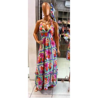 Imagem de Vestido longo crepe Barbie - Cidia fashion