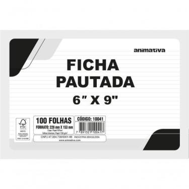 Imagem de Ficha Pautada 6'' X 9'' Pacote 100 Folhas Papel 150g-m2 para Estudos e