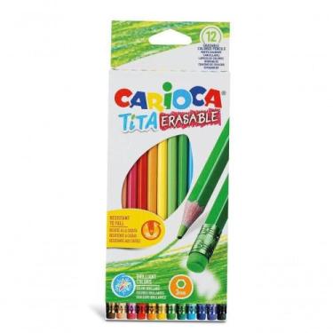 Imagem de Kit de Lápis de Cor Apagáveis com Borracha Kit 24Lápis de Cor com Borr