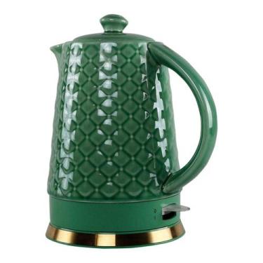 Imagem de Chaleira Elétrica em Porcelana Elegance Verde Dourado 127V 1,5 Litro -