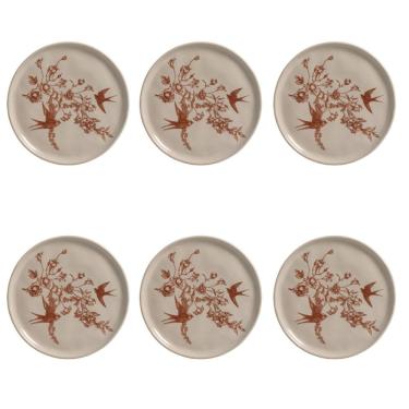 Imagem de Conjunto de Pratos de Sobremesa Bio Andorinha 6 Peças Cerâmica Artesanal Bege Porto Brasil