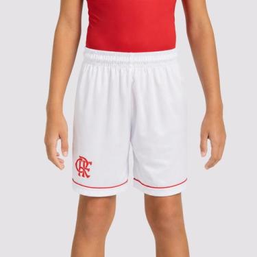 Imagem de Calção Flamengo Raio Infantil Branca - Braziline, 10 ANOS