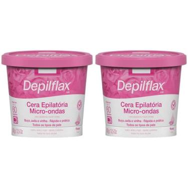 Imagem de Kit 2 Cera Depilatoria Micro-ondas Rosas Depilflax Buco Axila Virilha 