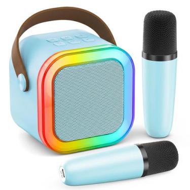 Imagem de Máquina de Karaokê Peski Bluetooth com 2 Microfones e Luzes LED