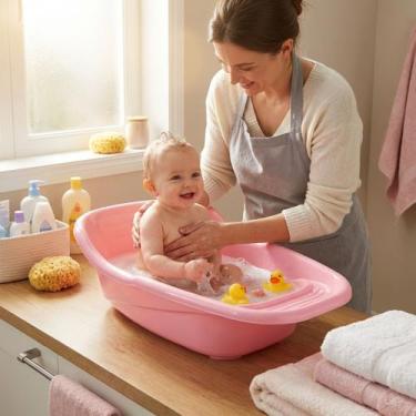 Imagem de Banheira Adoleta para Bebê 20 Litros com Válvula Prática Saboneteira A
