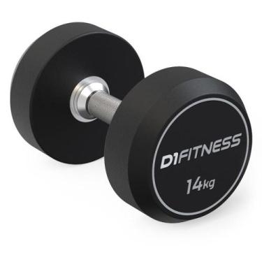 Imagem de Dumbbell Rubber Elite 14kg D1 Fitness Halter Redondo Emborrachado Prof
