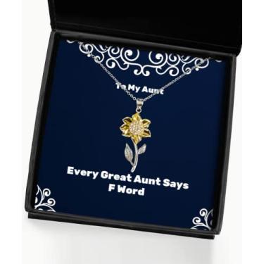 Imagem de SpreadPassion Ideia única de presentes para tia, todas as tias dizem F palavras, colar com pingente de girassol de Natal para tia