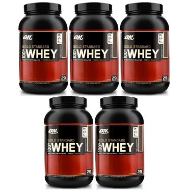 Imagem de Kit 5X Whey Protein 100% Gold Standard - 907g Double Rich Chocolate - Optimum Nutrition