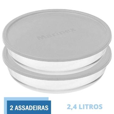 Imagem de Travessa 2,4L Vidro Temperado Redonda C Tampa Marinex - 2 Un