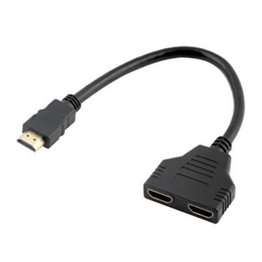 Imagem de Cabo adaptador HDMI divisor 1.4B HDMI 1 entrada 2 saídas, conector HDMI porta Hub HDMI 2 portas macho para fêmea