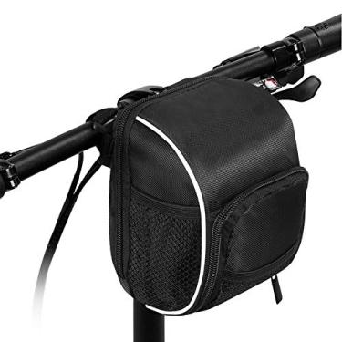 Imagem de Bolsa de guidão para bicicleta, moldura de bicicleta, tubo frontal à prova d'água, armazenamento dobrável, bolsa de cesta, grande capacidade com bolso de malha, capa de chuva universal para a maioria das bicicletas de estrada, acessórios de ciclismo profissionais