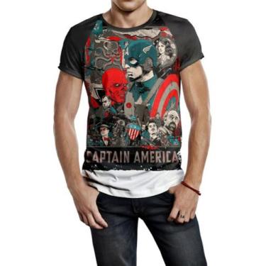 Imagem de Camiseta Raglan Masculina Capitão América Ref:416 - Smoke