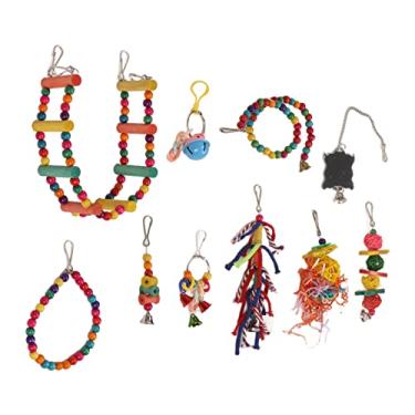 Imagem de Brinquedos de pássaros, brinquedos de gaiola de pássaros pequenos de madeira, brinquedos de mastigar pequenos para pequenos, araras, periquitos, conures, calopsitas, pássaros do amor