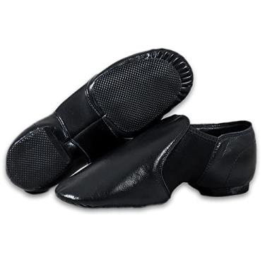 Imagem de Bestgift Sapatos de torcida Sapatos de dança latina para treinamento de competição para adultos de pele de carneiro Sapatos de dança de jazz respiráveis ​​de sola macia para crianças Preto 35.5