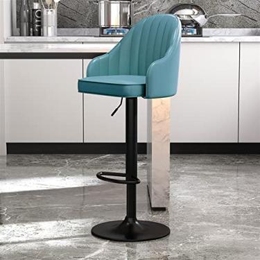Imagem de Bancos De Bar De Couro PU Com Conjunto Traseiro De 2 Cadeiras De Banco Ajustáveis De Ilha Giratória Bancos De Barra De Altura De Balcão, Pernas De Metal Preto Cadeira De Ilha De Cozinha, Adequado