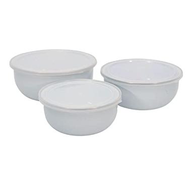 Imagem de Mimo Style Jogo de Potes Em Aço Inoxidável Para Microondas e Congelador 3 Peças Pequeno, Médio e Grande, Branca Com Tampa Removível, Prático e Multiuso para sua Cozinha. Compativel Lava Louças