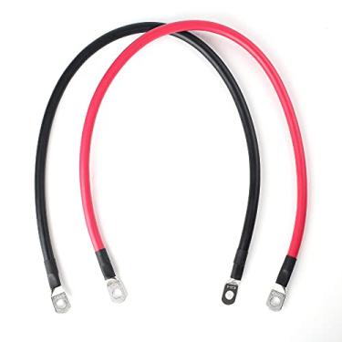 Imagem de LotFancy Cabos de bateria 4 AWG, calibre 4 6 cm vermelho + 60 metros pretos fios de cobre puro com terminais de 5/40.6 cm, ambas as extremidades para carro, cortador de grama solar, marinho,