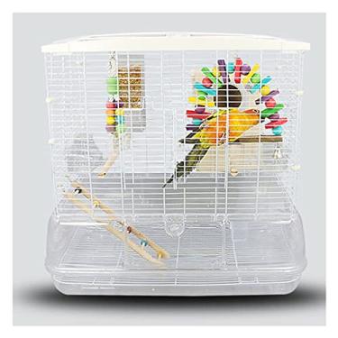 Imagem de KIZQYN Gaiolas Gaiola de pássaro Gaiola de papagaio Grande Gaiola de Reprodução com Recipiente de Alimento Adequado, para periquitos Canários Amor Pássaros Pequenos Papagaios Gaiola de Aviário Transparente (Cor: Claro)
