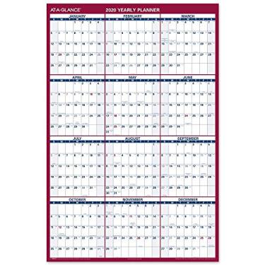 Imagem de Calendário de parede AT-A-GLANCE Jumbo Dry Erase 2020, apagável, agenda mensal e anual, organização de home shool e home office, 122 x 81 cm, reversível, vertical/horizontal (PM32628)