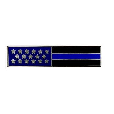 Imagem de Hero's Pride Polícia oficial EUA Bandeira Americana Unifom Barra de Pino Azul 1-3/4" x 3/8", Cinza: azul