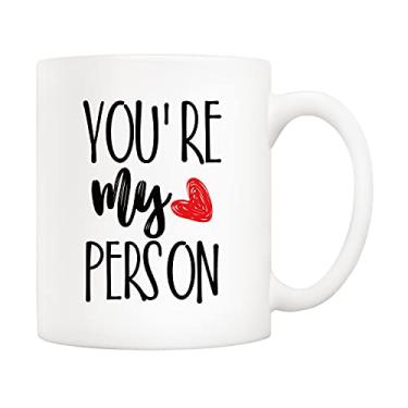 Imagem de 5Aup Caneca de café You're My Person , melhor copo de dia dos namorados para namorado, namorada, ela, ele - 325 ml engraçado inspirador coração vermelho presente novidade para amigo esposa marido mulheres homens