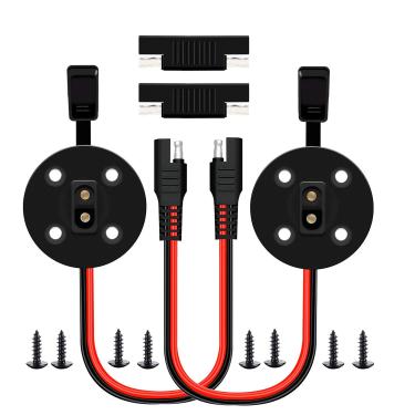 Imagem de Porta de parede lateral para tomada solar Apoi SAE, [2 unidades] 12 AWG SAE cabo conector de painel de conexão rápida SAE à prova de intempéries, para gerador solar e muito mais com 8 parafusos e adap