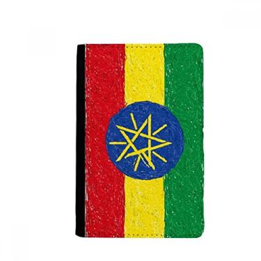 Imagem de Porta-passaporte com bandeira da Etiópia listras, desenho de giz de cera, porta-cartão, Multicolor