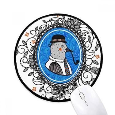 Imagem de DIYthinker Chapéu de pombo flor folha desenho ilustração mouse pad desktop escritório tapete redondo para computador